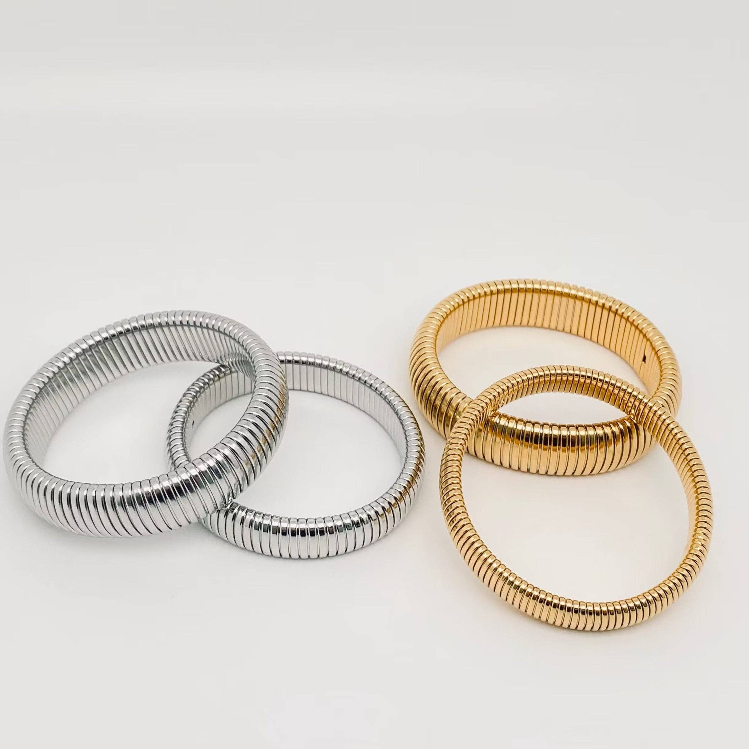 Elastic Stainless Steel Gold-plated Bangle