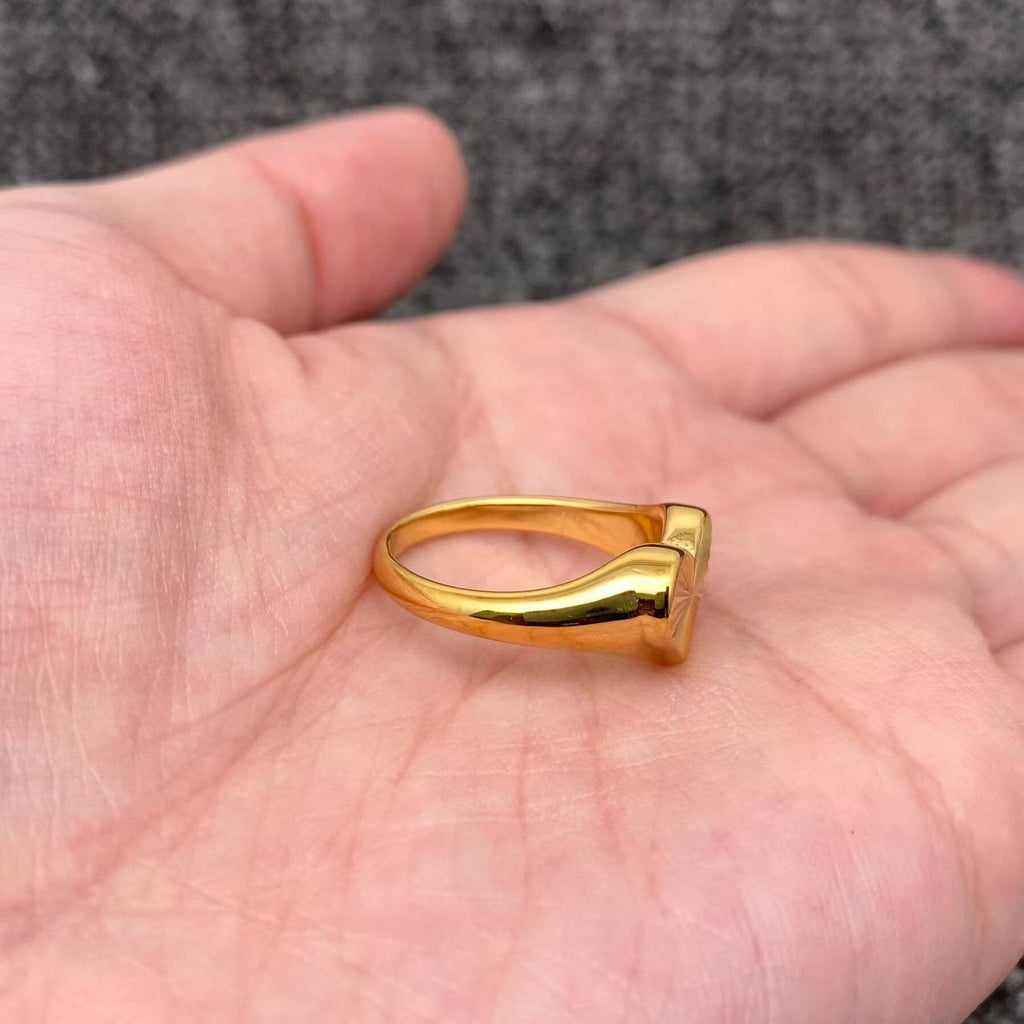 Ray Design Heart Shaped 18K Gold Plated S.Steel Ring