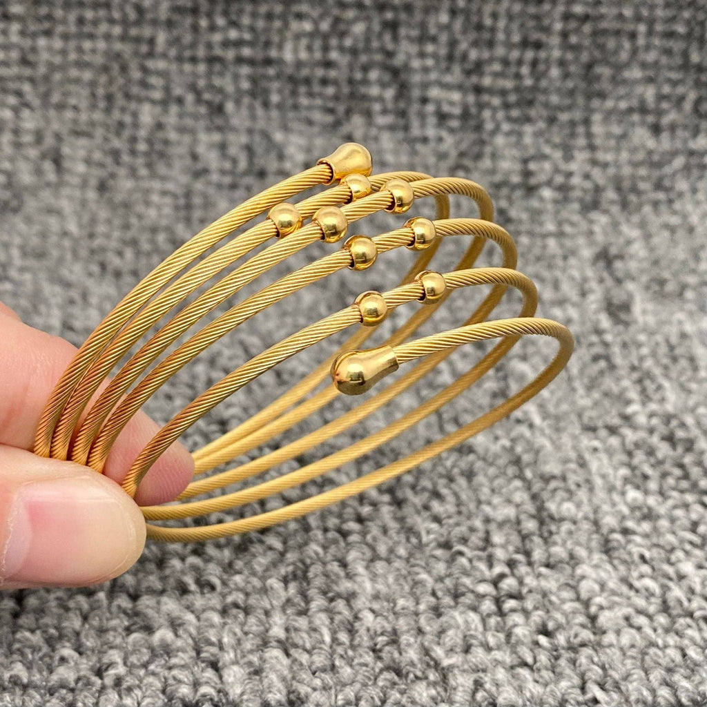 18K Gold-plated SS Multi-layer Spring Design Bracelet