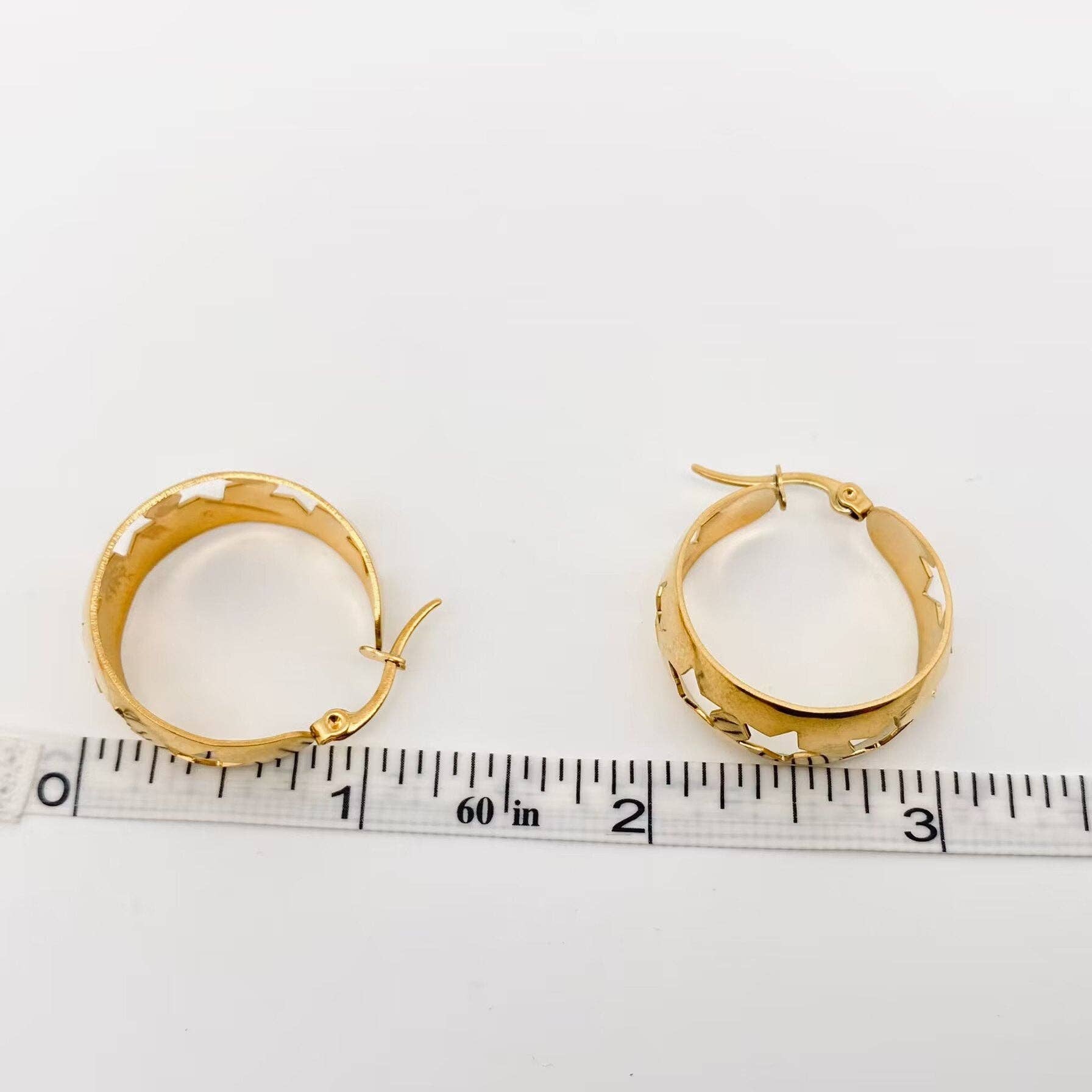 Hollow Stars Gold Plated Stainless Steel Hoop Earrings