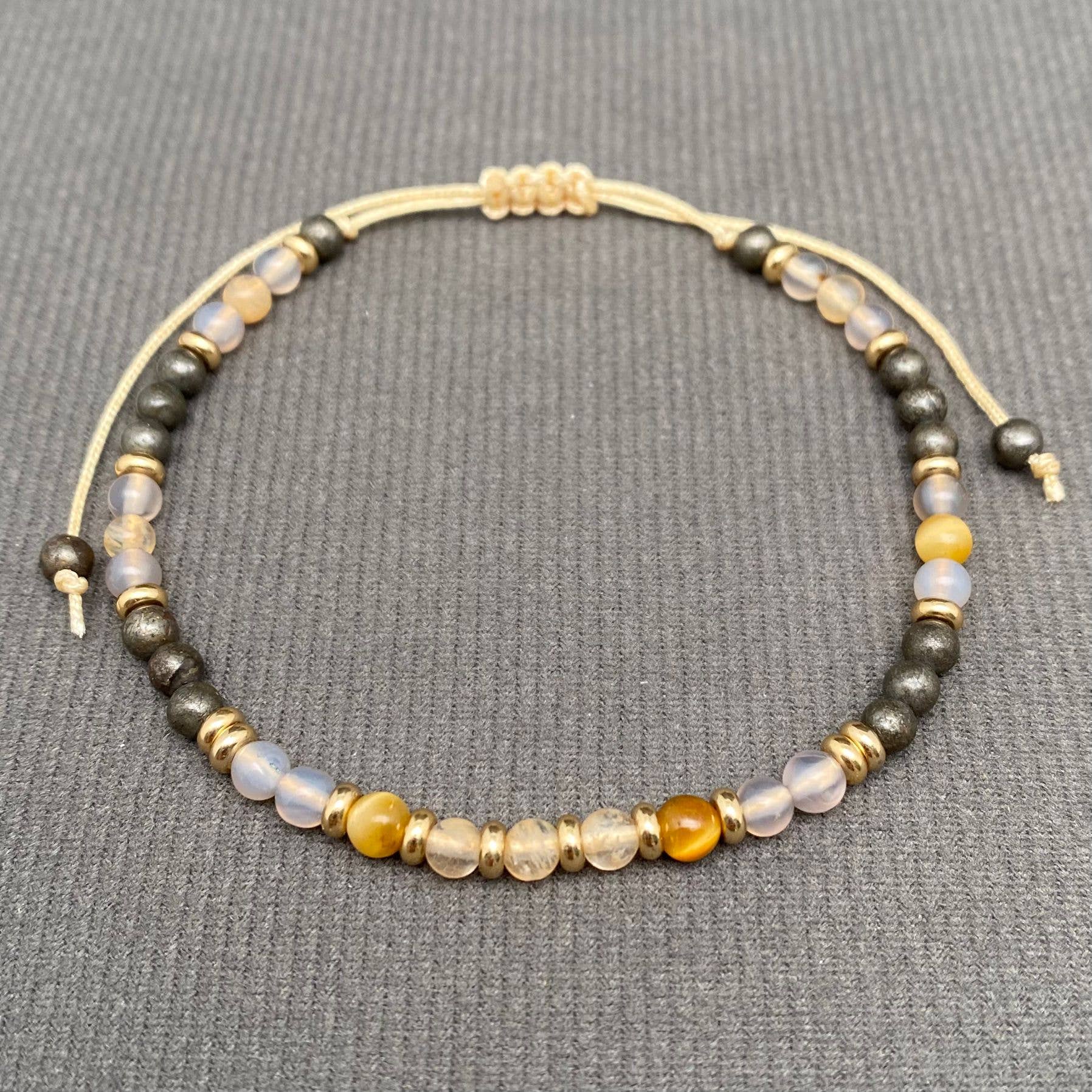 4mm Stone Crystal Adjustable Bead Bracelet