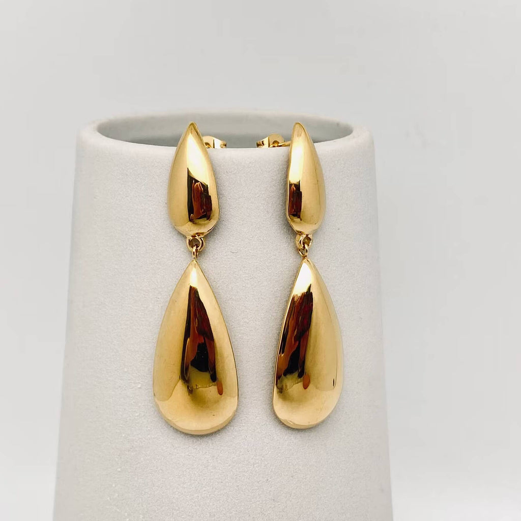Smooth Surface Double Droplet Shaped Earrings